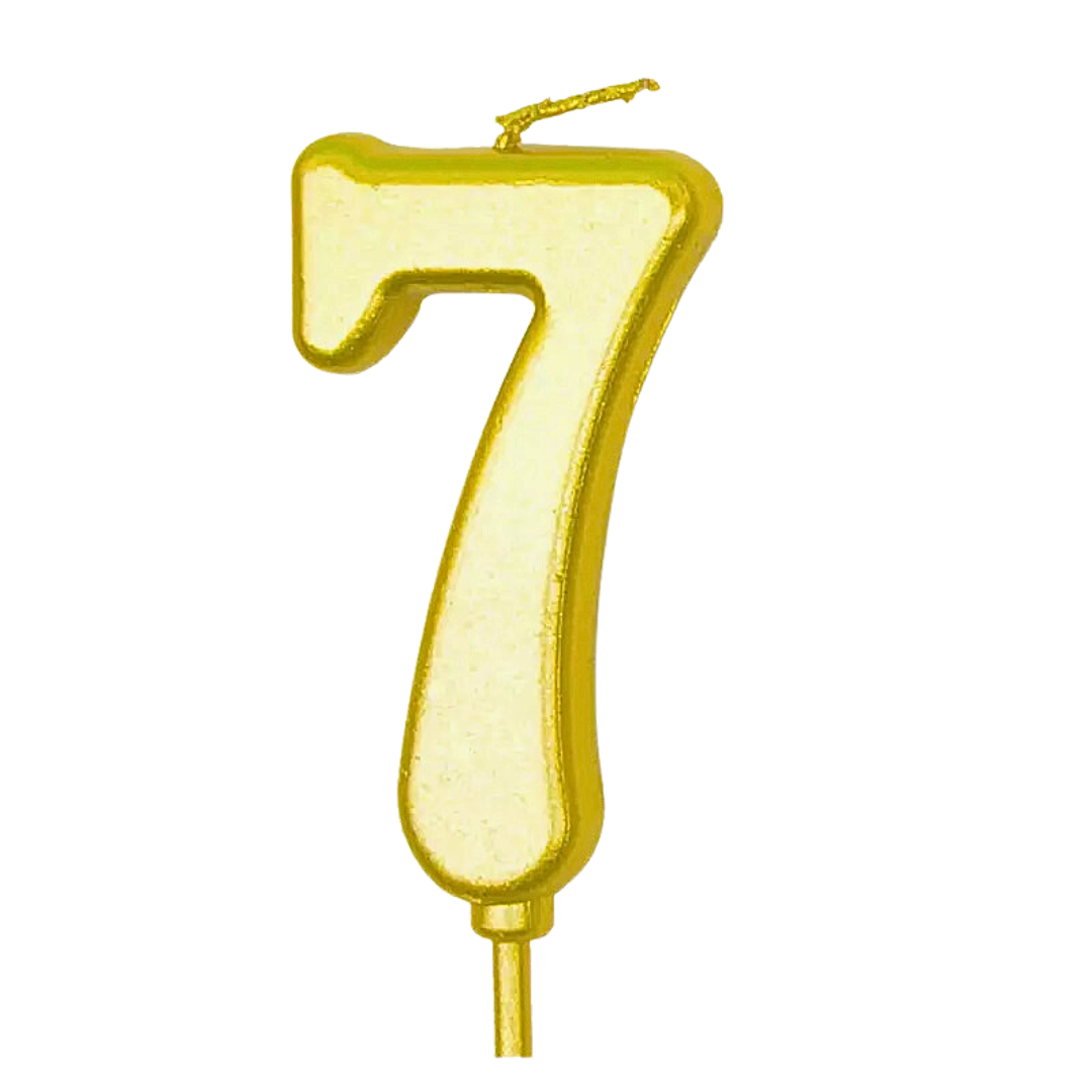 Gold colored number candle