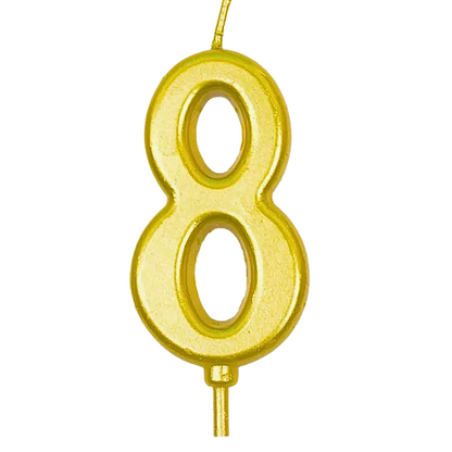 Gold colored number candle