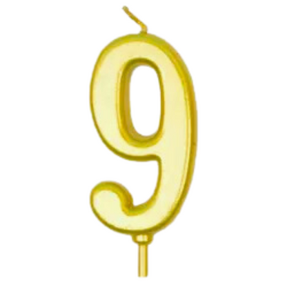 Gold colored number candle