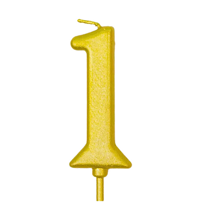 Gold colored number candle