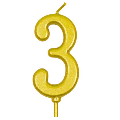 Gold colored number candle