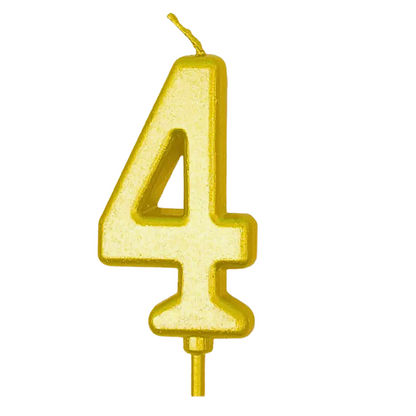 Gold colored number candle