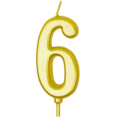 Gold colored number candle